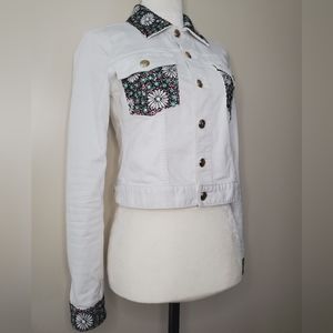 Juicy Couture Cropped Denim Embroidered Jacket
